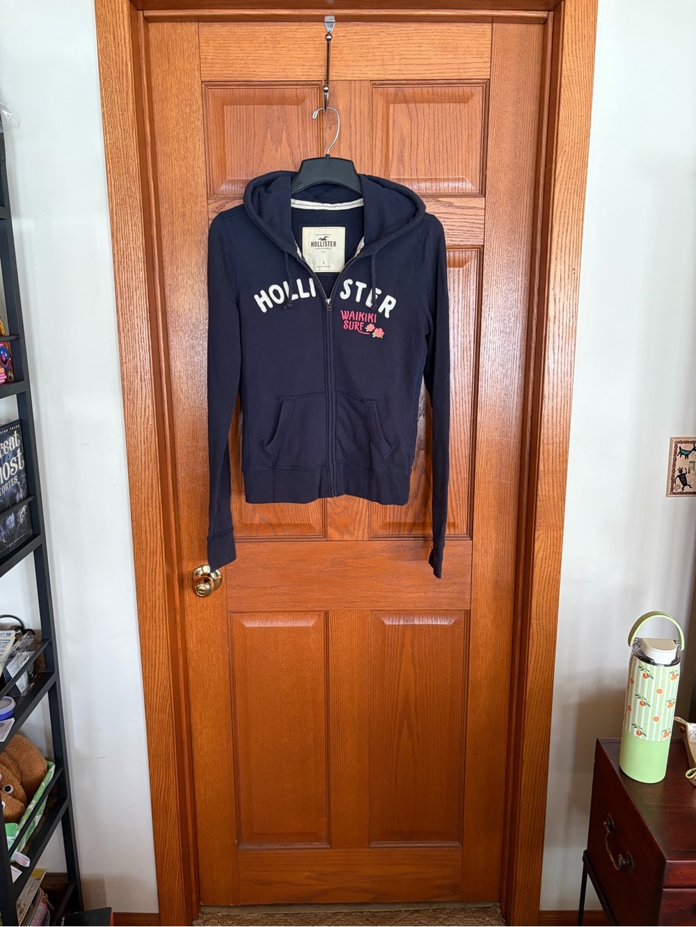 Vintage Hollister Navy Blue Zip-Up Hoodie Size Large.